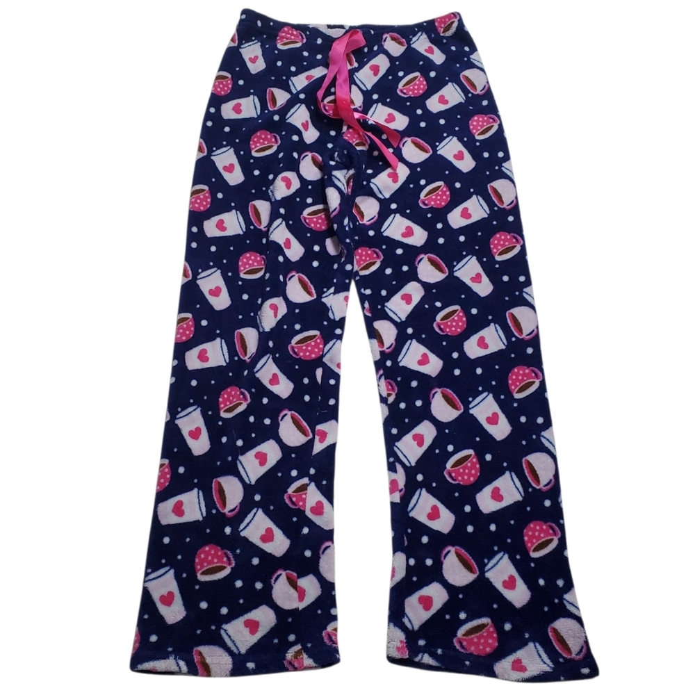Bobbie Brooks Womens Size Small Pajama Bottoms with Pink & White Coffee Print